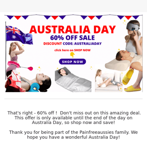 Australia Day Sale - 60% OFF - Don't Miss Out! 🔥