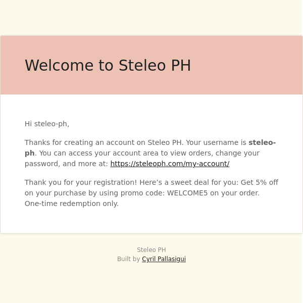 Your Steleo PH account has been created!