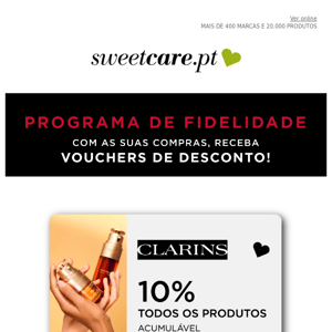 Exclusivo Sweetcare - Cartão de Fidelidade Clarins