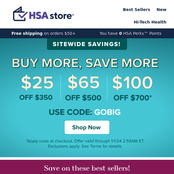  SALE! Up to $100 OFF with Buy More Save More 