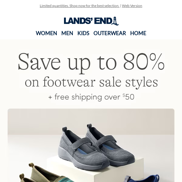 Save up to 80% on footwear for the family