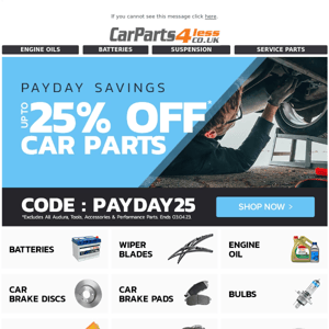 Up To 25% Off Car Parts* Ends TOMORROW!