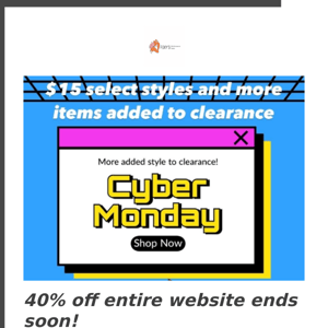 Cyber Monday 40% ends tomorrow at midnight