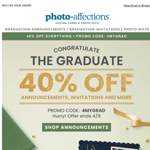 Cheers to the Grad! Save 40% on All Grad Cards & Photo Gifts