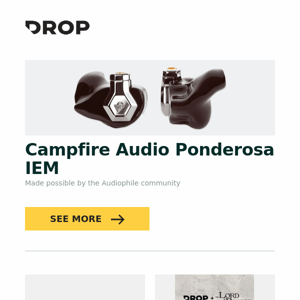 Campfire Audio Ponderosa IEM, Moon Key Koi Pond Artisan Wrist Rest, Drop + The Lord of the Rings™ Rohan™ Keyboard and more...
