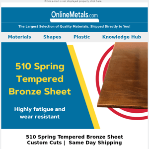 In Stock! 510 Spring Tempered Bronze Sheet