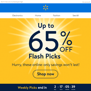 Up to 65% off Flash Picks ⚡