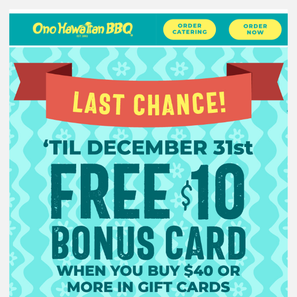 Last chance for the gift card deal.