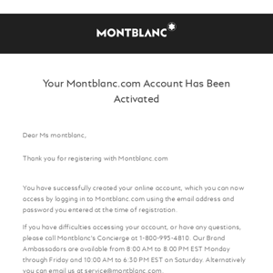 Your Montblanc.com Account Has Been Activated