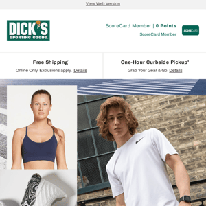 Here's up to 40% off select apparel & footwear for you to enjoy... DICK'S Sporting Goods gets you geared up for any type of exercise!