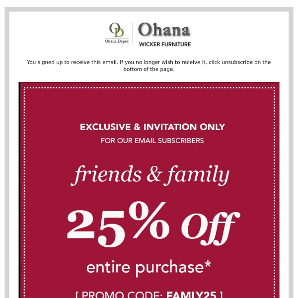 Exclusive Coupon - Friends & Family Event