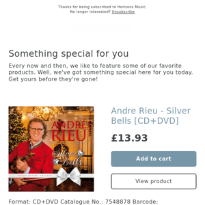 OUT THIS WEEK! Andre Rieu - Silver Bells [CD+DVD]