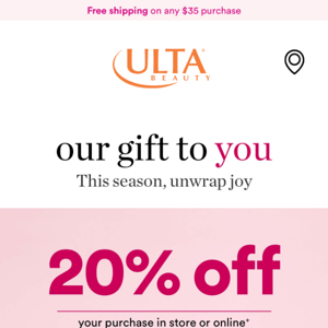 💌  Your 20% OFF coupon (includes prestige & fragrance!)