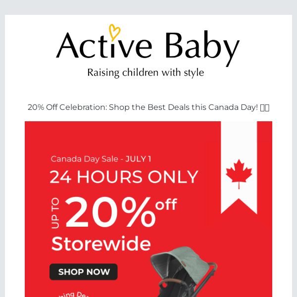 up to 20% off Canada Day Weekend Sale! + 15% off select UPPAbaby!