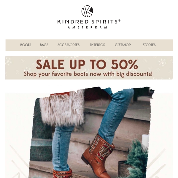 Hi Kindred Spirit, boots SALE is up to 50% 🔥