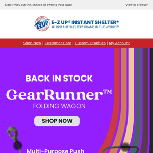 Back in Stock: GearRunner™ Wagon Limited Stock, Hurry!