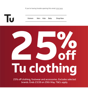 📢 25% off all Tu clothing now on! 📢