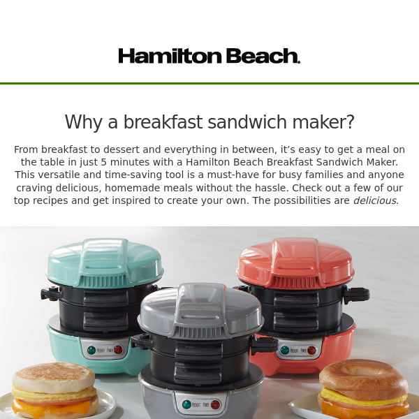 Hamilton Beach Breakfast Sandwich Maker is on sale at