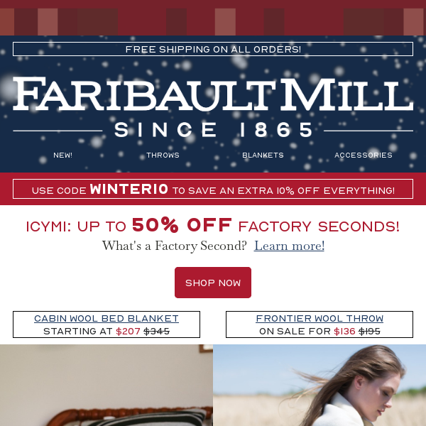 Ends Tomorrow! Save Up to 50% on Factory Seconds!