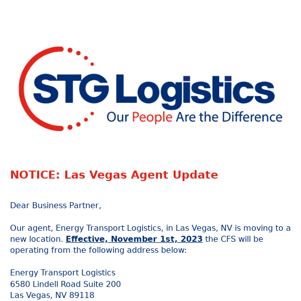 NOTICE: Las Vegas Agent Update