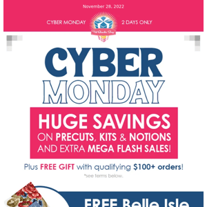 MEGA SAVINGS for Cyber Monday starts NOW!