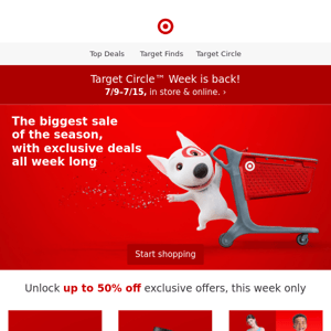 Up to 50% off exclusive offers during Target Circle Week!