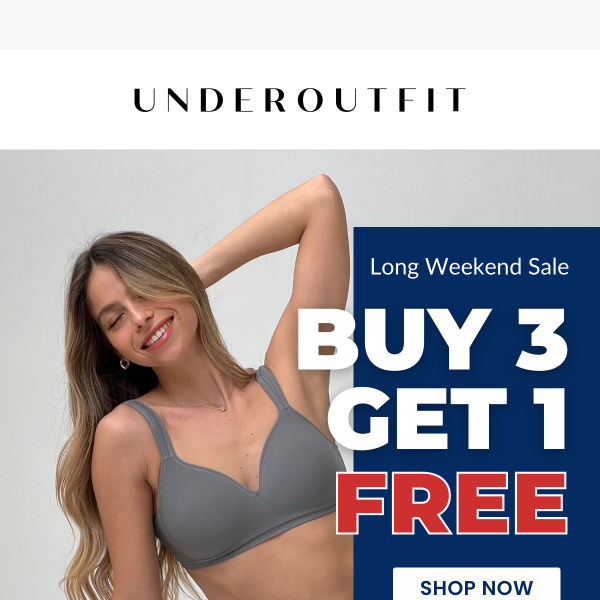 WOW: Buy 3, Get 1 Free + 20$ OFF! 🥰 - Underoutfit