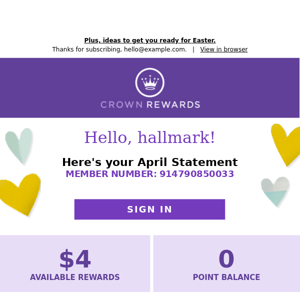 Hallmark, there's $4 in your April eStatement!