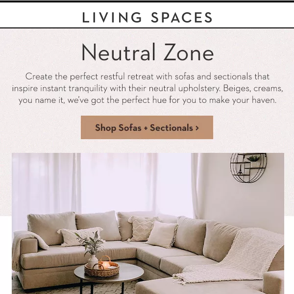 Neutral Sofas + Sectionals for Relaxation