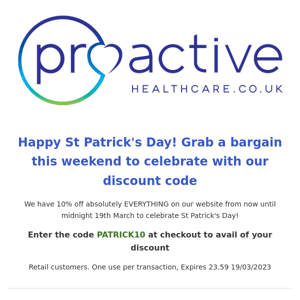 Be quick and grab a discount in our St Patrick's day sale this weekend