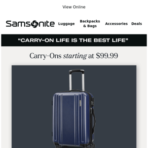 Limited Time Only: Carry-Ons Starting at $99.99