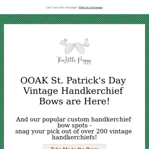 St. Paddy's Day Vintage Handkerchief Bows!