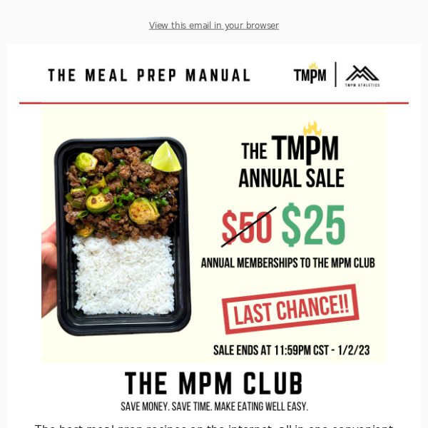 Last Chance to get 50% Off Annual Memberships for your 2023 Meal Prepping 