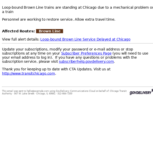 Loop-bound Brown Line Service Delayed at Chicago