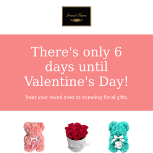 🌹80% off select arrangements today! 6 days until V-DAY.