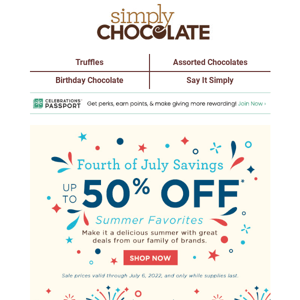 Enjoy up to 50% off sweet treats, gourmet foods, and more.