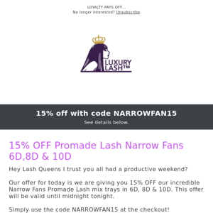 15% OFF Promade Lash Narrow Fans 6D, 8D & 10D