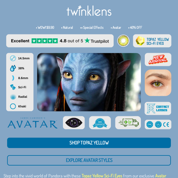 💙 Step into Pandora & Unveil the Avatar Glow with Topaz Yellow Eyes