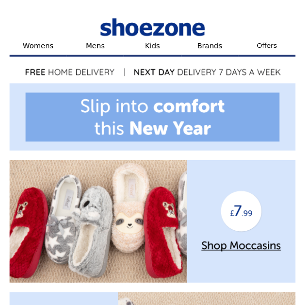 Slippers from £6.99 + FREE delivery! What’s not to love? 