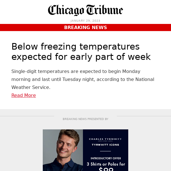 Below freezing temperatures expected for early part of week