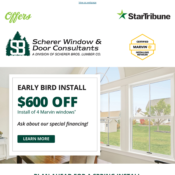 Early bird special on Marvin window installation!
