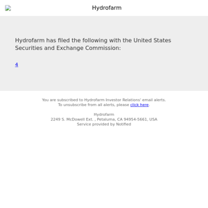 New SEC Document(s) for Hydrofarm