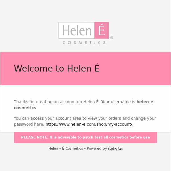 Your Helen É account has been created!