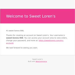 Your Sweet Loren's account has been created!