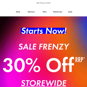 Starts Now: 30% Off Storewide 🎉