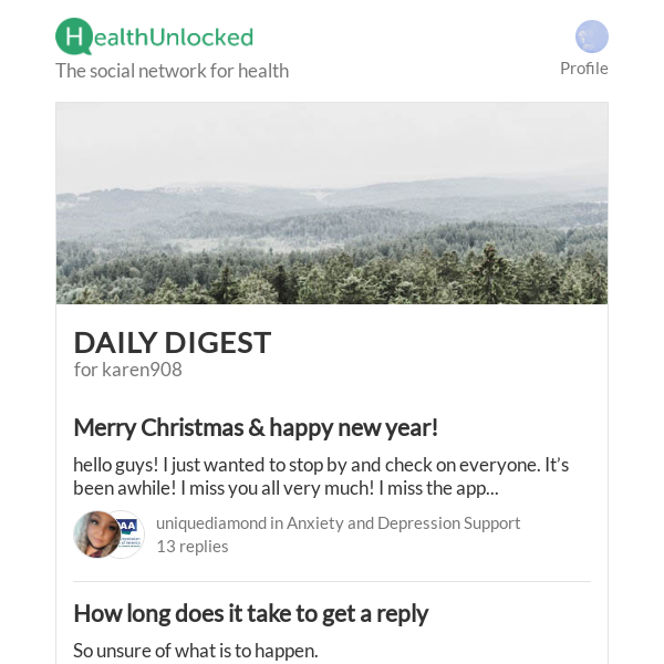 "Need help" and 11 more from HealthUnlocked