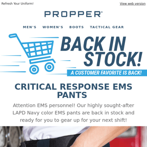 Back In Stock: CRITICALRESPONSE® EMS Pants