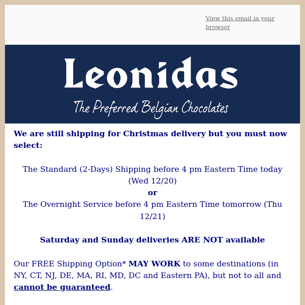 LAST CALL for Christmas delivery!