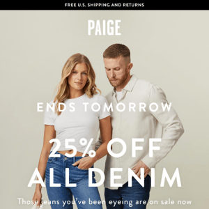 25% Off Denim Ends Tomorrow