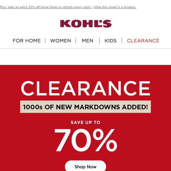 Kohl's: Take 15% off & save on new favorites 😍